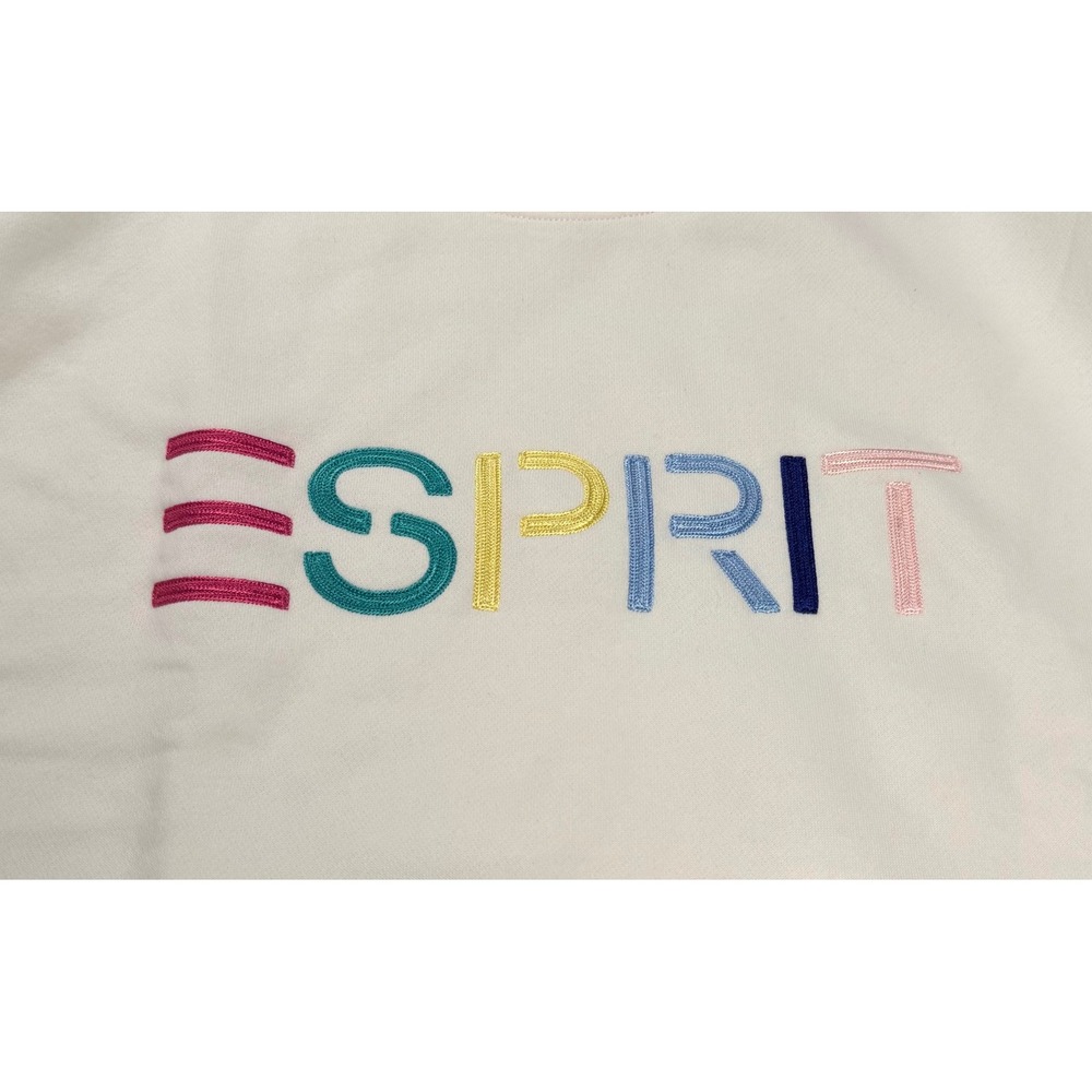Esprit Womens Cream Fleece XXL Crewneck Sweatshirt Rainbow Logo NWT - Picture 3 of 4